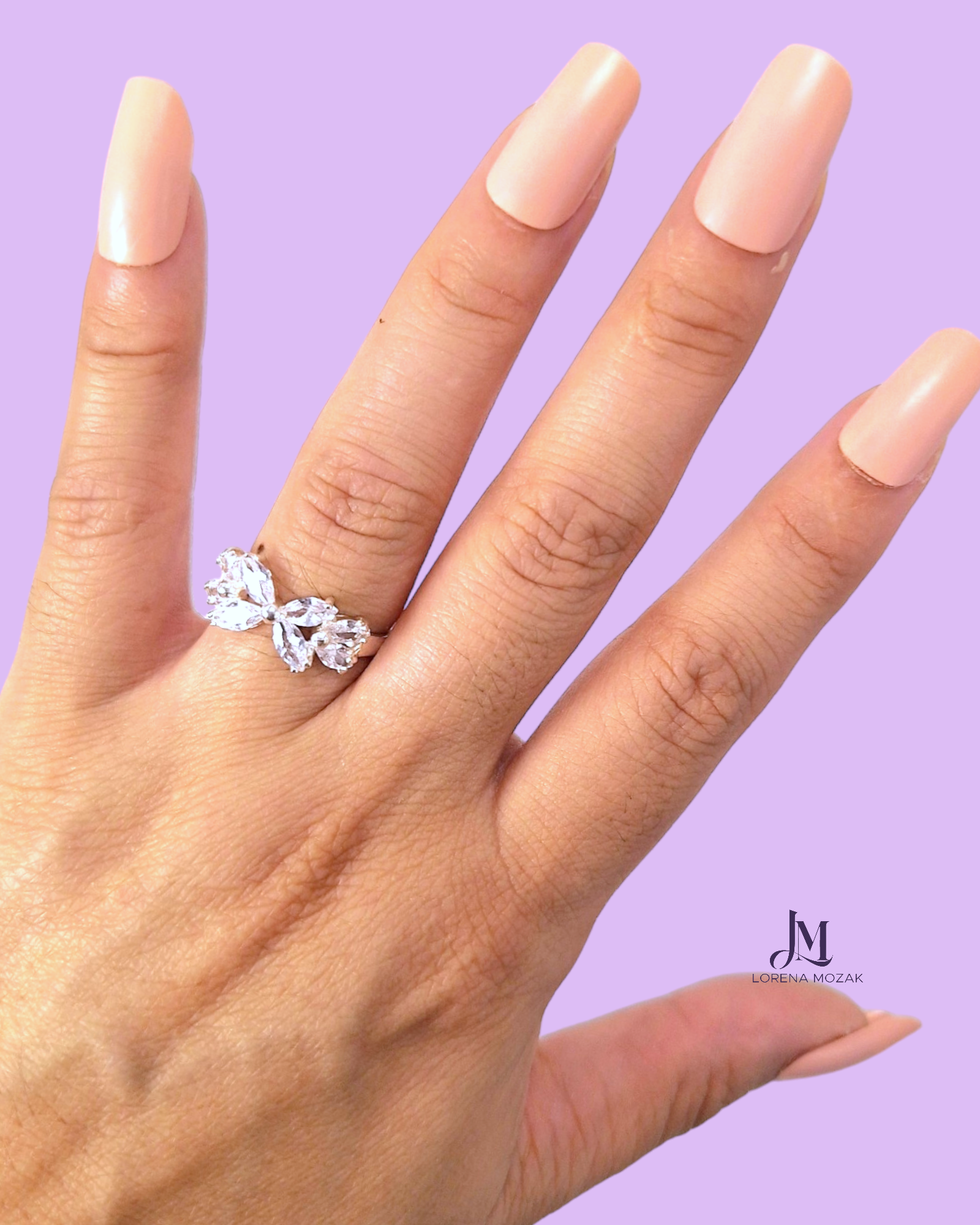 ANILLO DE PLATA CON MOÑO DE ZIRCONAS HECHO EN MÉXICO BY LORENA MOZAK 