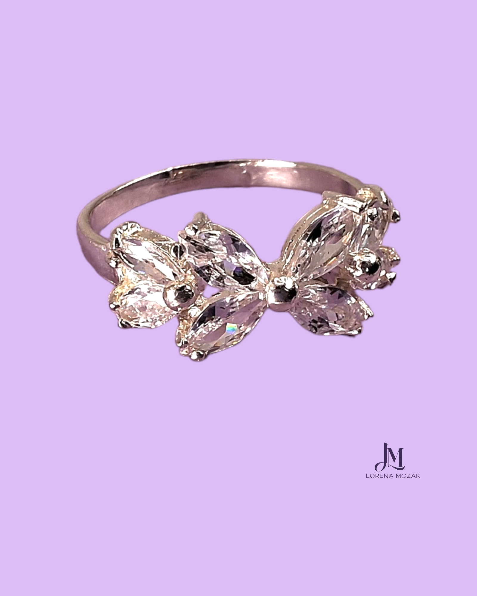 ANILLO DE PLATA CON MOÑO DE ZIRCONAS HECHO EN MÉXICO BY LORENA MOZAK 