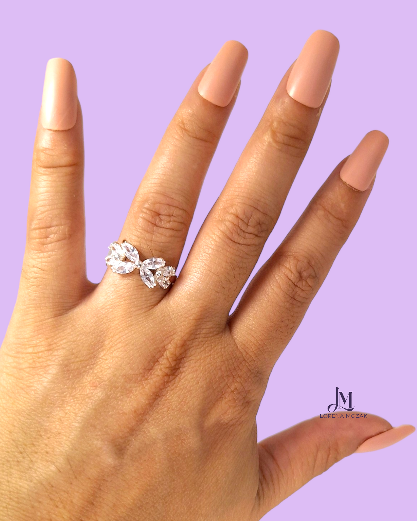 ANILLO DE PLATA CON MOÑO DE ZIRCONAS HECHO EN MÉXICO BY LORENA MOZAK PROMESA COMPROMISO