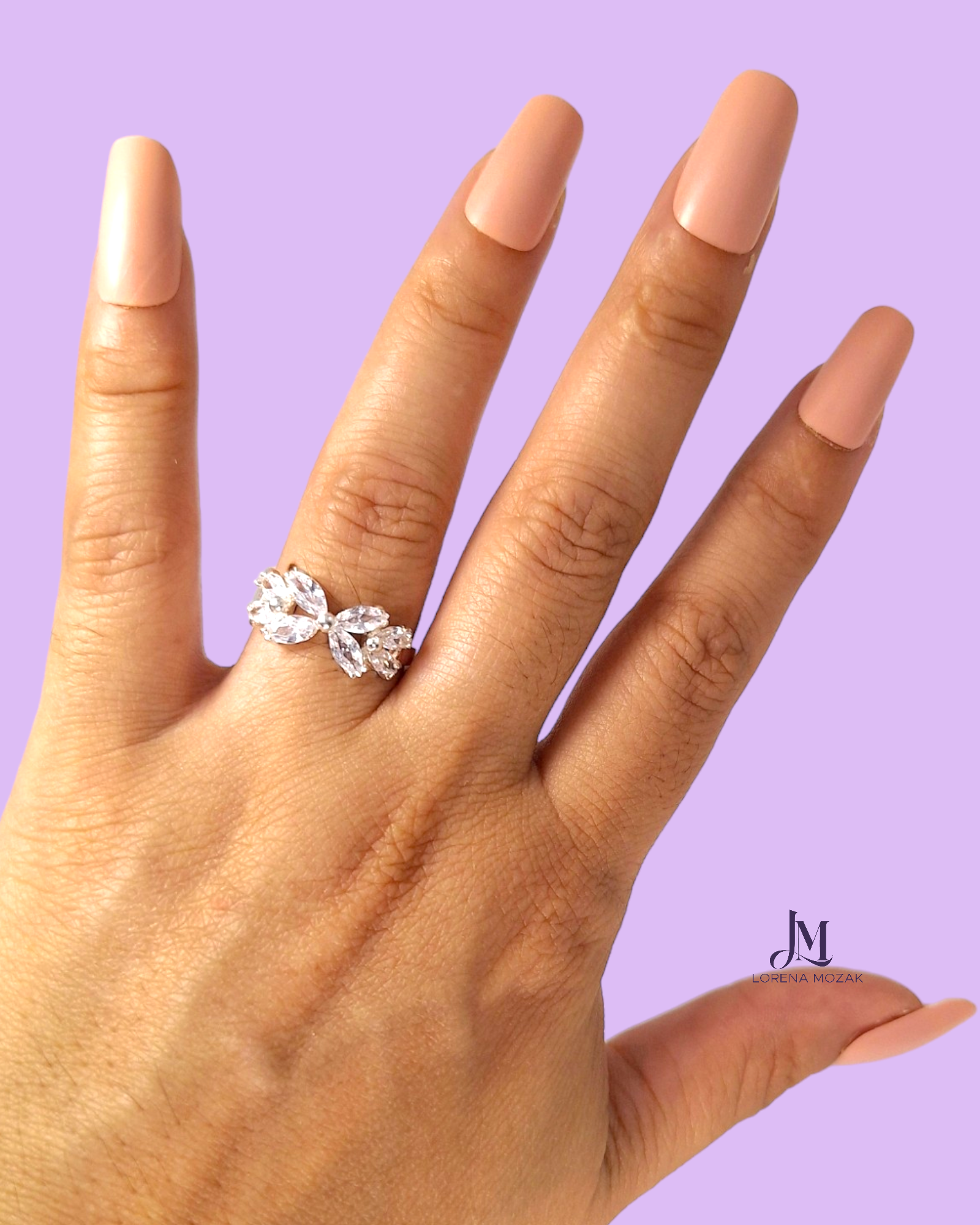 ANILLO DE PLATA CON MOÑO DE ZIRCONAS HECHO EN MÉXICO BY LORENA MOZAK PROMESA COMPROMISO